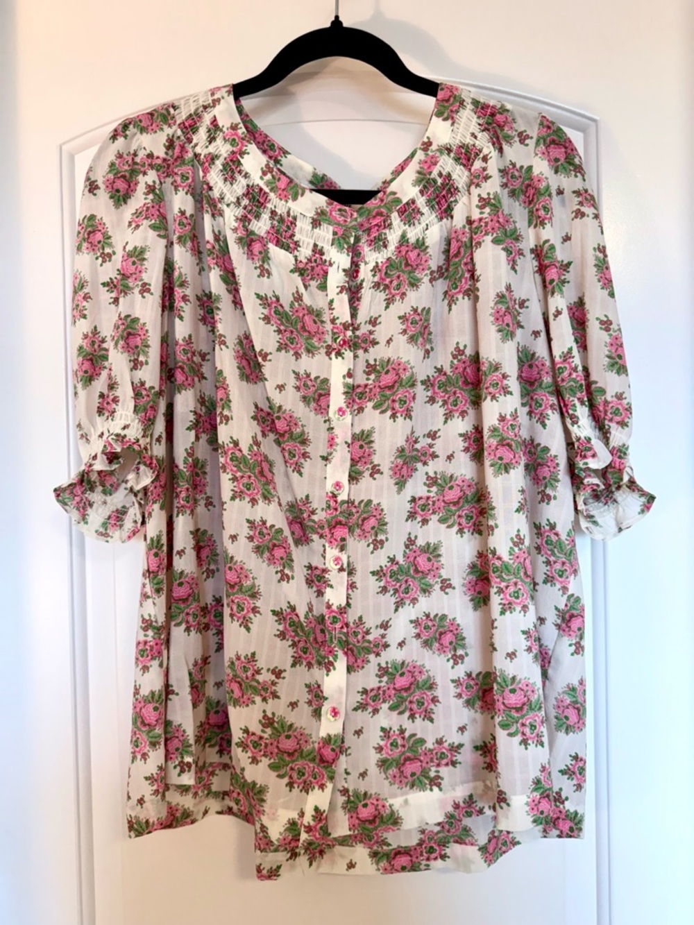 Rose + Olive Floral Blouse Coquette Victorian Romance Soft Girl Size XL Boho